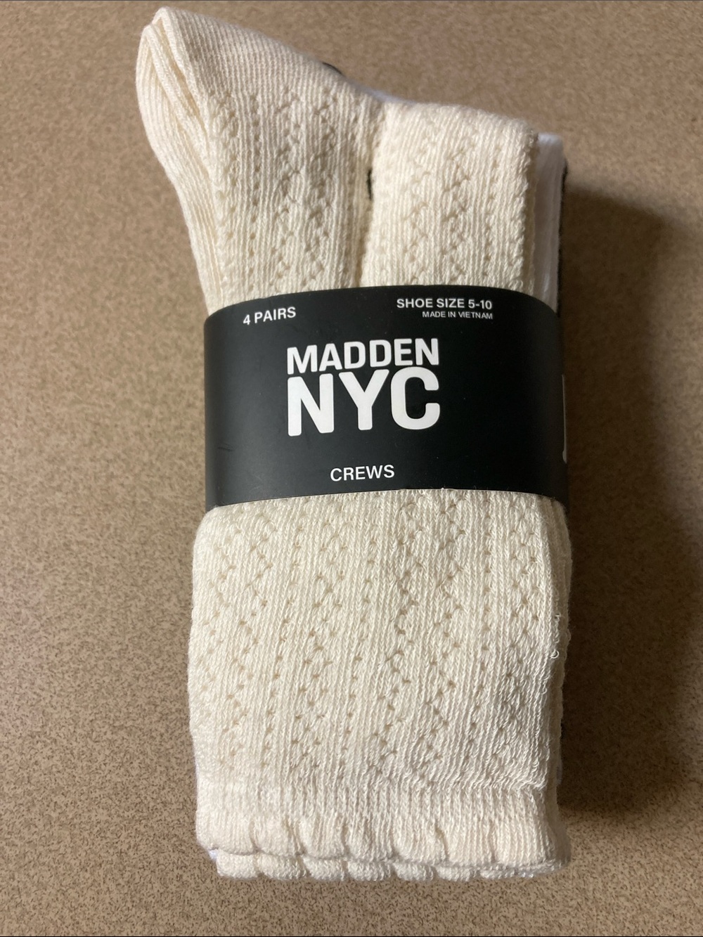 Men’s Cream Crew Socks - 4 Pack